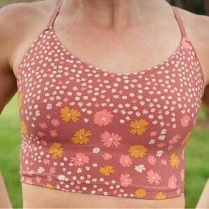 Offline by Aerie Real Me Recharge Pink Floral Sz L Strappy Workout Sports Bra